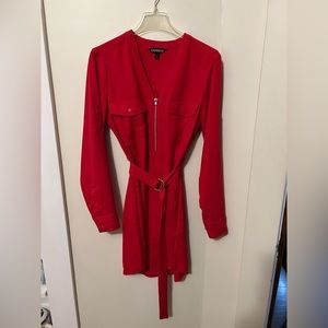 Express red shirt dress with belt
